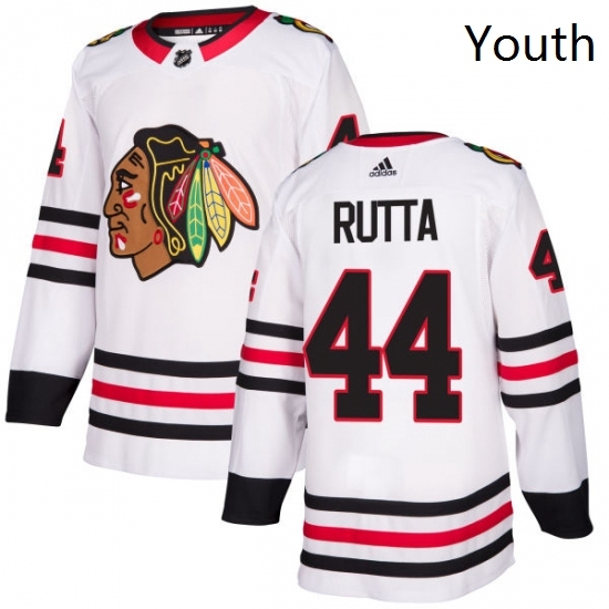 Youth Adidas Chicago Blackhawks 44 Jan Rutta Authentic White Away NHL Jersey